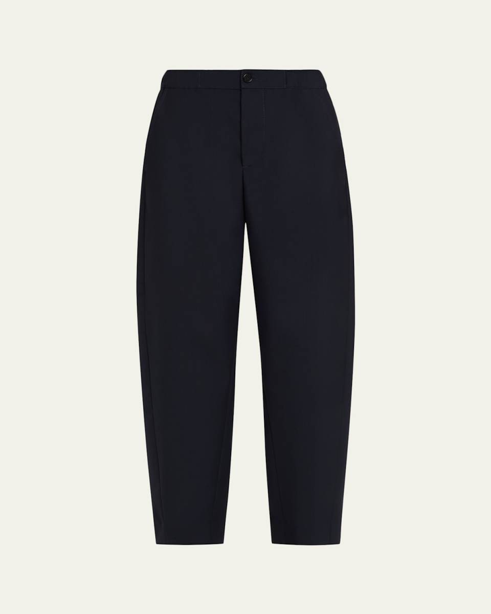 Elastic Waistband Straight-Leg Trousers